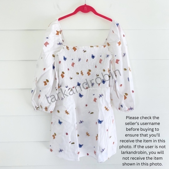 NEW Reformation Greyson Linen Dress Ladybugs Large - Picture 8 of 16